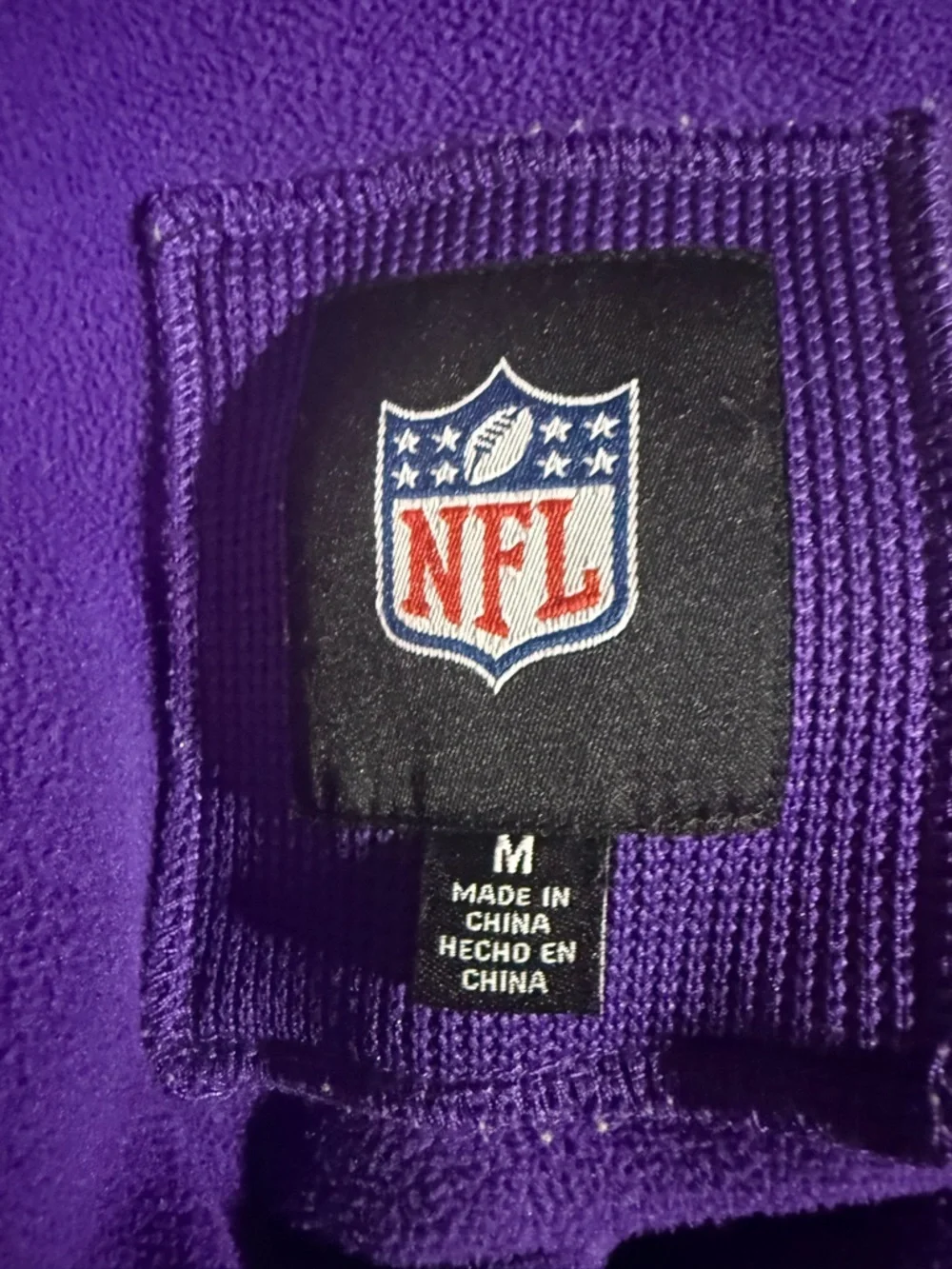 NFL Purple Team Zipup with Black Logo Patch